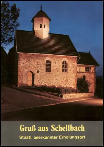 Ansichtskarte Schellbach-Knüllwald Kirche bei Nacht 1977