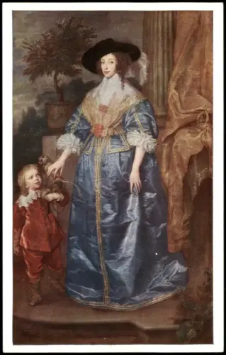 Ansichtskarte  Queen Henrietta Maria with her Dwarf (Van Dyck) 1950