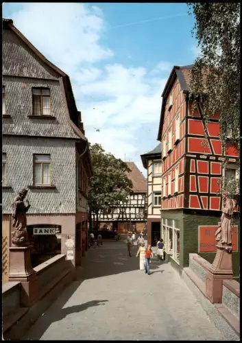 Ansichtskarte Bensheim Ortsansicht, Mittelbrücke, Bank, Geschäft 1970