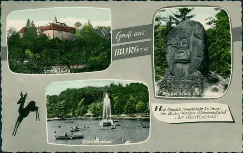 Ansichtskarte Bad Iburg Schloß Ruderer auf See Zeppelinstein 1962