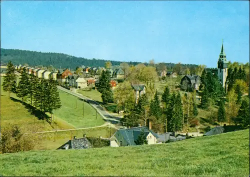 Tannenbergsthal (Vogtland)-Muldenhammer Panorama-Ansicht mit Kirche 1974