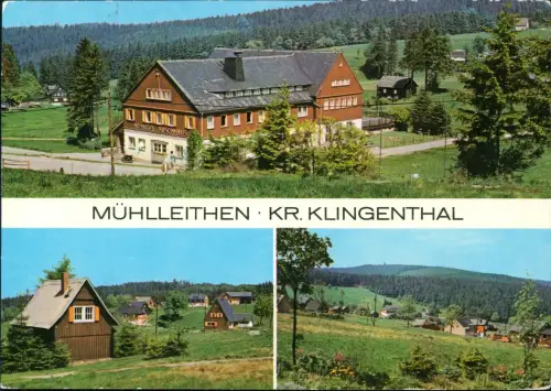 Ansichtskarte Mühlleithen-Klingenthal 3 Bild: Hotel und Umland 1976