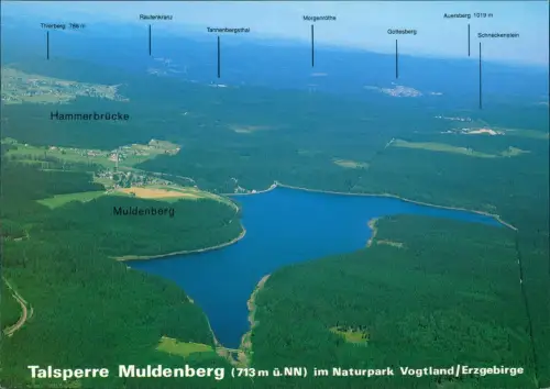 Schöneck (Vogtland) Panorama-Luftaufnahme Talsperre Muldenberg 1990