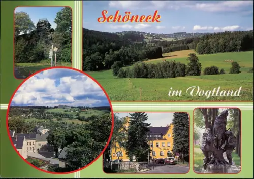 Schöneck Vogtland  Mehrbildkarte  im Vogtland mit Rathaus und Alter Söll 1995