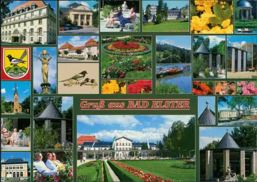 Ansichtskarte Bad Elster Mehrbildkarte mit 28 Ansichten und Stadtwappen 1998