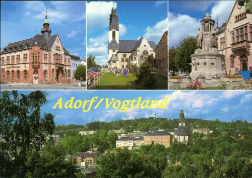 Adorf (Vogtland) Mehrbildkarte Rathaus Sankt Michaeliskirche Stadtpanorama 1995