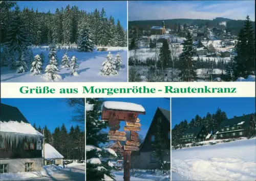 Morgenröthe-Rautenkranz Winterliche Mehrbildansicht mit Kirche und Gaststätte Heßmühle 1990