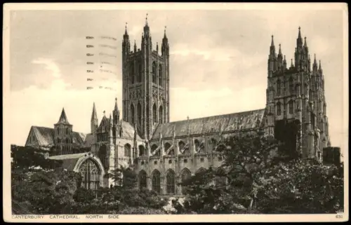 Postcard Canterbury Canterbury Cathedral, North Side 1938