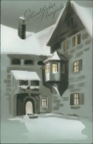 Ansichtskarte  Neujahr Sylvester New Year Grafischer Expressionismus Burg 1912