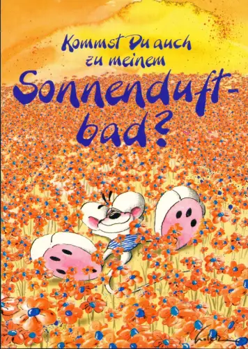 Ansichtskarte  Diddl-Maus im Blumenmeer - Sonnenduftbad 1995