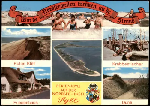 Ansichtskarte Sylt Mehrbild-AK Insel-Ansichten ua. Luftaufnahme 1977