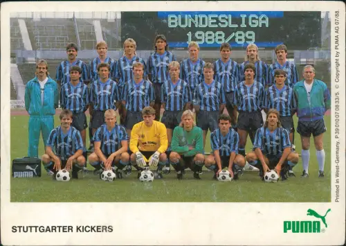Ansichtskarte  Mannschaftsfoto Stuttgarter Kickers Bundesliga 1988/89 1988