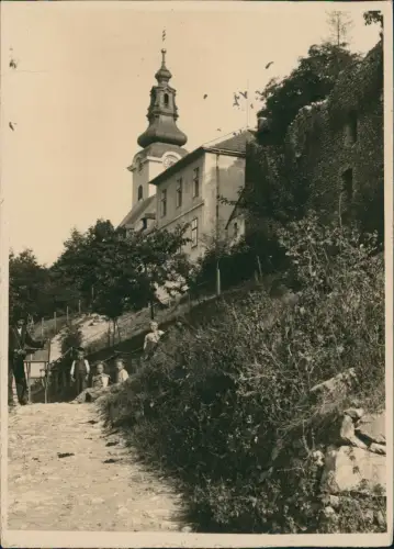 Puchberg am Schneeberg Pfarrkirche und Burgruine mit Kindern 1930