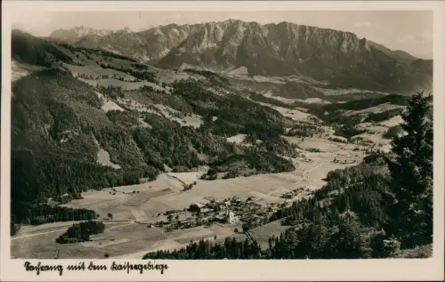 Sachrang-Aschau im Chiemgau Panorama von Sachrang mit Kaisergebirge 1942