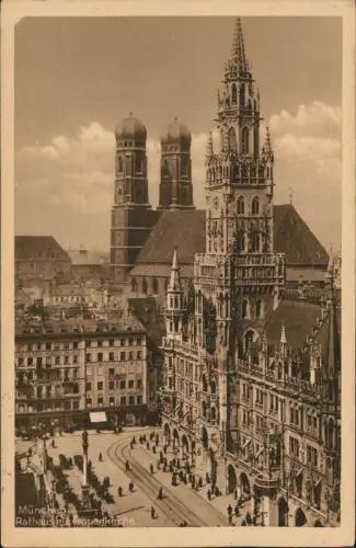 Ansichtskarte München Neues Rathaus mit Frauenkirche 1935