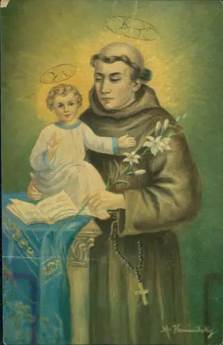Ansichtskarte  St. Antonius von Padua. Künstlerkarte Pinselduktus 1912
