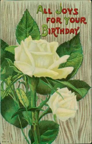 Ansichtskarte  ALL JOYSFOR YOURBIRTHDAY Geburtstag Rose 1915  USA
