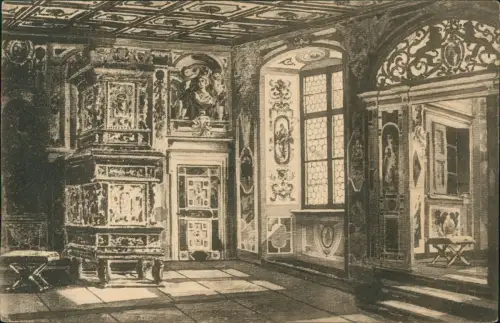 Ansichtskarte Landshut Arbeitszimmer der Herzogin, Burg Trausnitz 1915