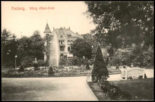 Freiberg (Sachsen) Stadthaus König Albert-Park und Fontaine/1911 1909