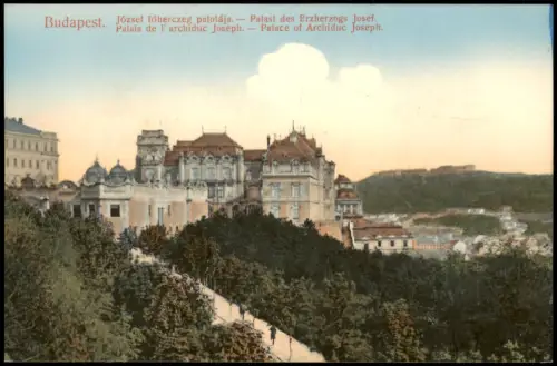Postcard Budapest József főherczeg palotája. 1909