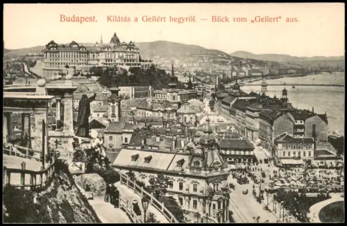Postcard Budapest Kilátás a Gellért hegyről. 1913