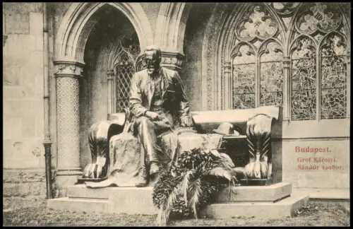 Postcard Budapest Graf Károlyi. Sándor szobor, 1912