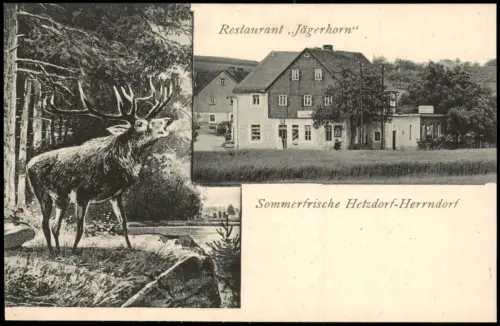 Hetzdorf-Halsbrücke 2 Bild Restaurant, Jägerhorn und Hirsch 1912
