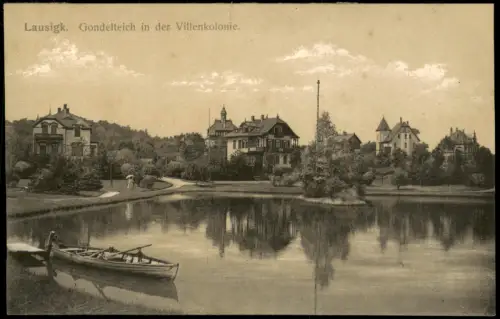 Ansichtskarte Bad Lausick Lausigk Gondelteich in der Villenkolonie. 1912