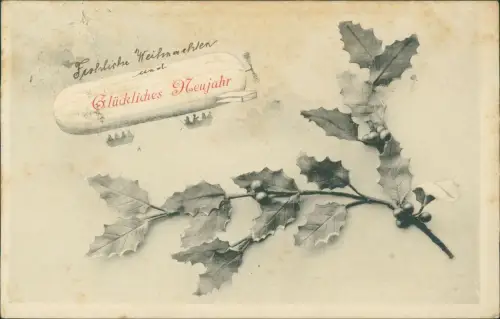 Ansichtskarte  Zweig und Luftschiff Zeppelin 1912