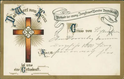 Verband der evang. Jungfrauen Vereine Deutschlands. Religion Kirche 1916 Gold