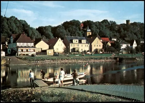 Herstelle-Beverungen Ortsansicht, Personen-Fähre a.d. Weser 1970