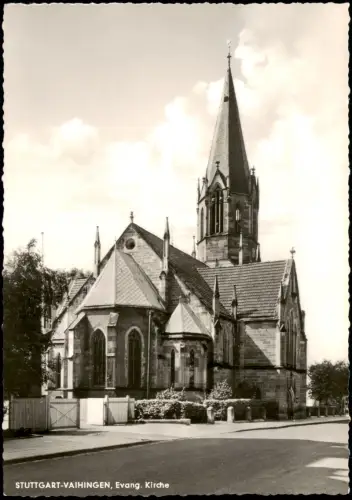 Vaihingen-Stuttgart Strassen Partie a.d. Evangelischen Kirche 1960