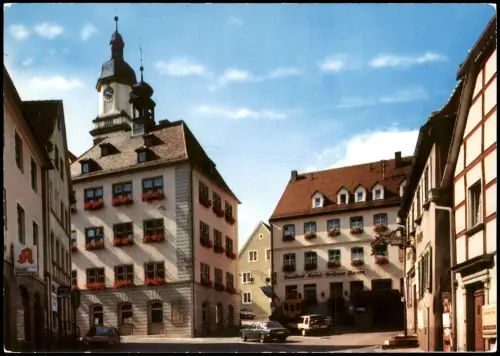 Uffenheim Ortsansicht mit Gasthof Hotel Grüner Baum, Apotheke, Autos 1970