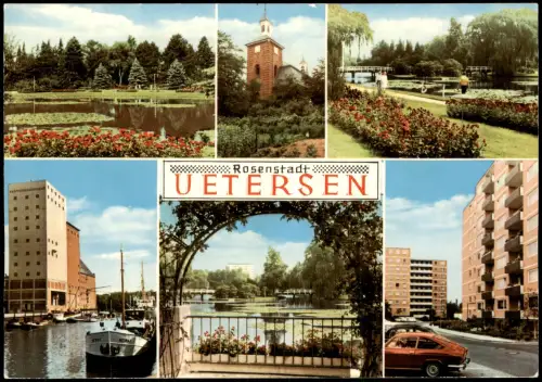 Ansichtskarte Uetersen Parkanlagen Mehrbildkarte der Rosen-Stadt 1965