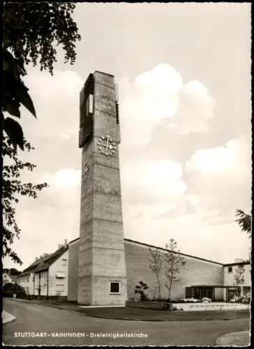 Vaihingen-Stuttgart Strassen Partie an der Dreieinigkeitskirche 1960