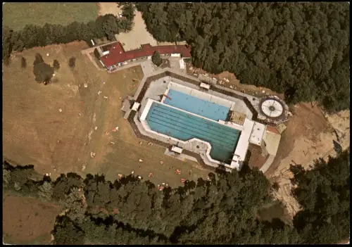 Ansichtskarte Uelsen Luftbild Luftaufnahme Waldbad vom Flugzeug aus 1970