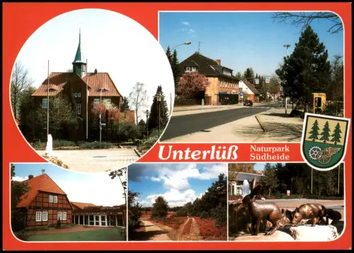 Unterlüß (Lüneburger Heide) Mehrbildkarte mit 5 Ortsansichten 1990