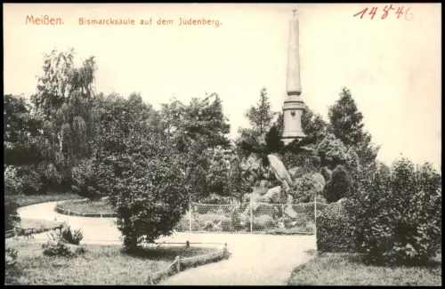 Ansichtskarte Meißen Bismarcksäule auf dem Jüdenberg. 1912