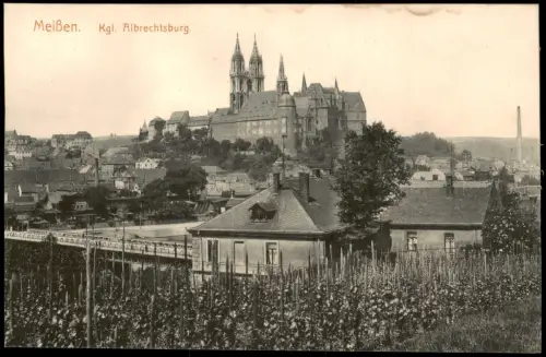Ansichtskarte Meißen Blick vom Weinberg auf die Stadt 1912