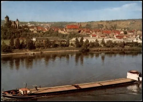 Besigheim Panorama-Ansicht, Fracht-Kahn "Michael" a.d. Neckar 1965