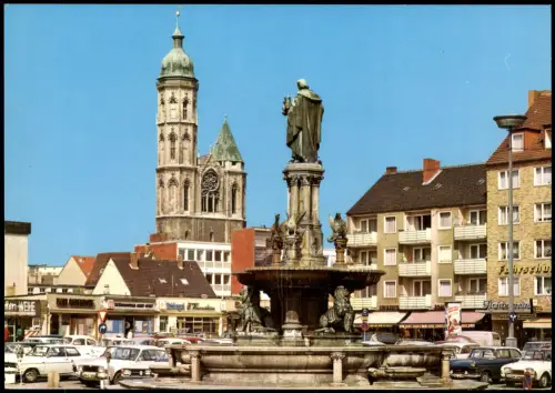 Braunschweig Hagenmarkt mit Brunnendenkmal und Andreaskirche Autos 1970