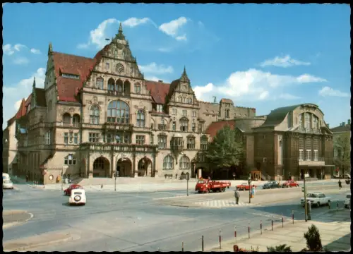 Ansichtskarte Bielefeld Rathaus u. Stadttheater, Autos Straßen-Kreuzung 1960