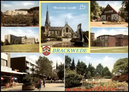 Bielefeld Mehrbild-AK  Kreiskrankenhaus Treppenstraße, Altenzentrum uvm. 1990