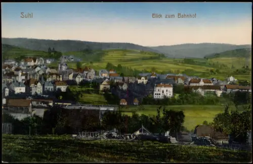 Ansichtskarte Suhl Blick zum Bahnhof - colorierte AK 1912