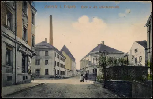 Zwönitz (Erzgebirge) Erzgebirge Lößnitzerstraße - Fabrik 1918