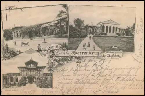 Ansichtskarte Herrenkrug-Magdeburg 3 Bild Herrenkrug-Park Haus 1901