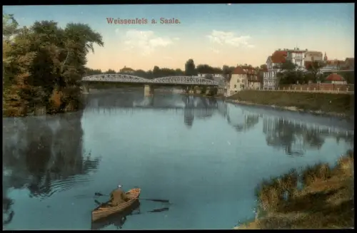 Ansichtskarte Weißenfels Stadtpartie, Fluss und Ruderer 1912