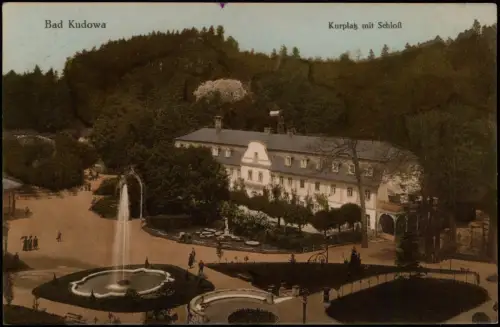 Postcard Bad Kudowa Kudowa-Zdrój Kurplatz mit Schloß 1914