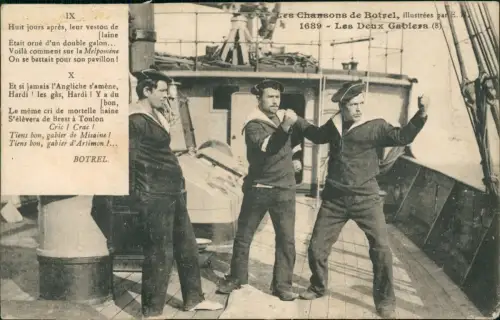 CPA .Frankreich Les Chansons de Botrel Matrosen auf Schiff 1917