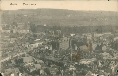 Postkaart Bergen Mons (Mont) Blick über die Stadt 1918